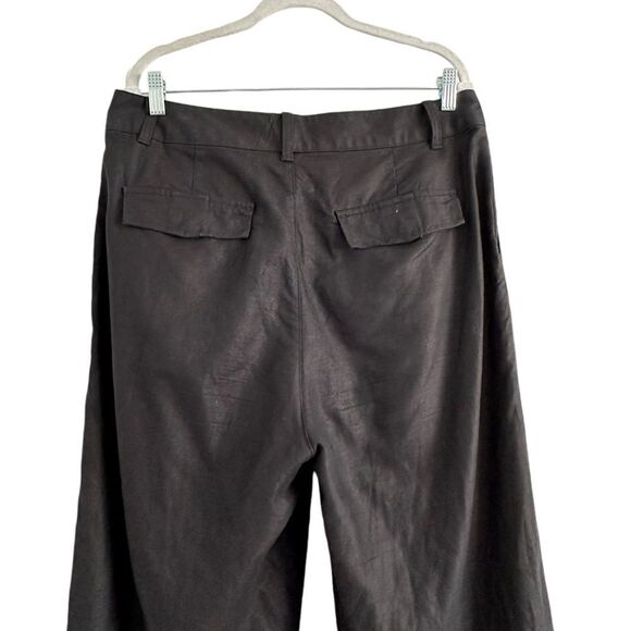 Gap Black Linen Cotton High Waist Pleated Wide Leg Pants | 14 - Picture 6 of 9